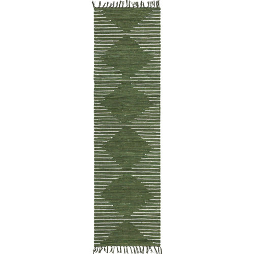 Steelside™ Justice Handmade Flatweave Cotton Muddy Green Rug & Reviews